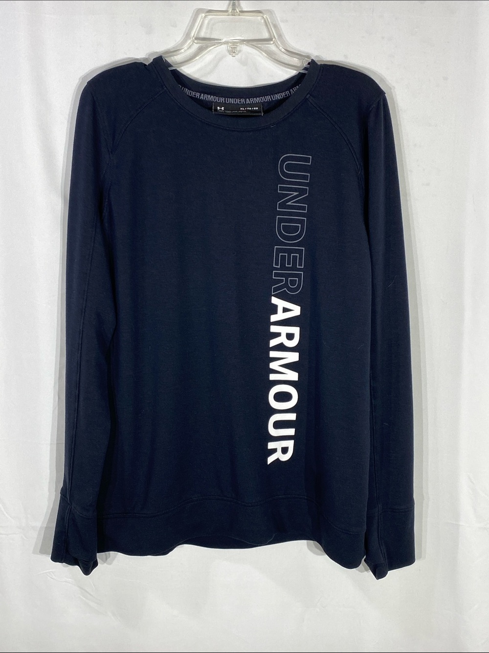 Under Armour Navy Vertical Logo Long Sleeve Top